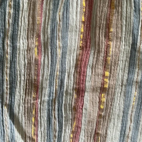 NWT Garnet Hill Lola Shimmering Metallic Gold StripedOrganic Cotton Dress - M